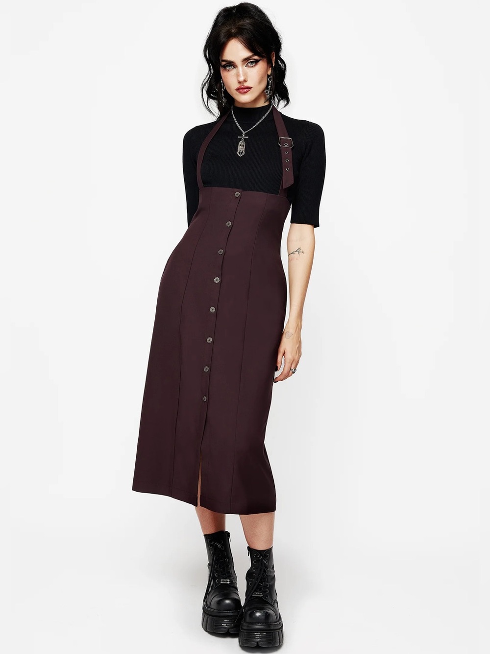 Disturbia New Age Halter Neck Pinafore Midi Dress